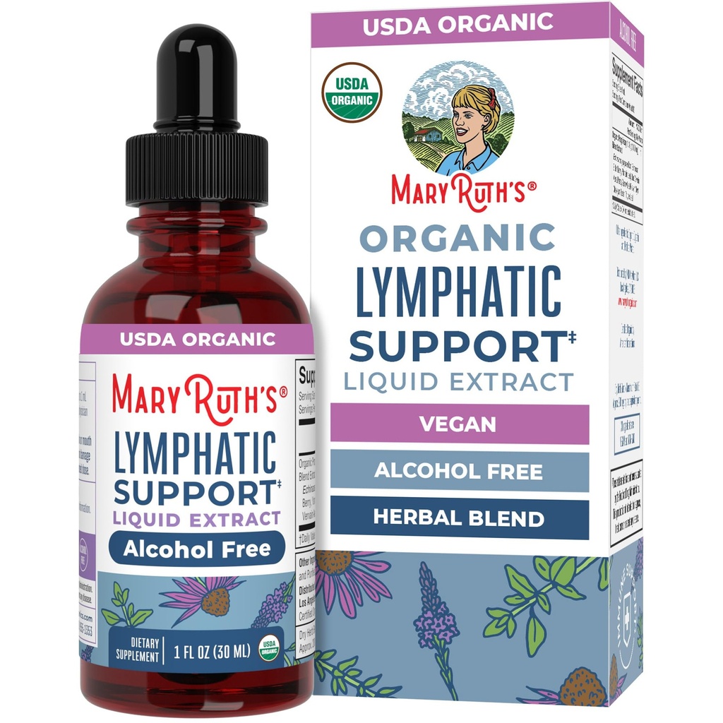 MaryRuth Organics Lymphatic Support Drops | USDA Organic Lymphatic Cleanse Immune Support Supplement | Lymphatic Support med Echinacea & Elderberry | Blå Vervain | Vegan ikke-GMO | 30 Serveringer