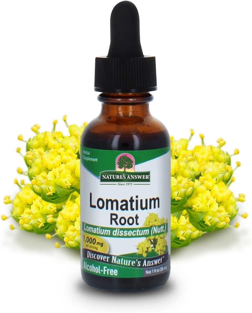 Naturens svar Lomatium Root Alcohol Gratis - 1000 mg - Glutenfri - Herbal - 1 fl oz (pakke med 2)