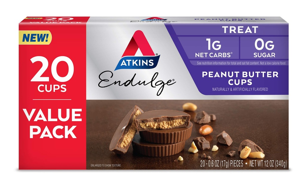 Atkins Endulge Peanut Smøre Cups, Dessert Favoritt, Lav karbohydrater, 0g sukker, 20 greve