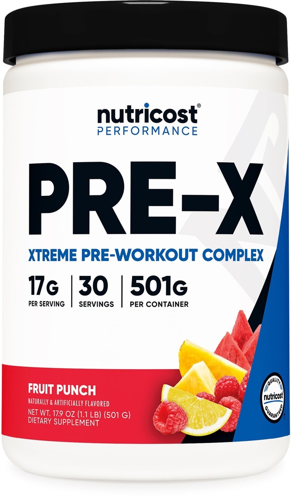 Nutricost Pre-XItress Pre-Workout Complex Powder, Fruit Punch, 30 Serveringer, Vegetarisk, Ikke-GMO og Glutenfri
