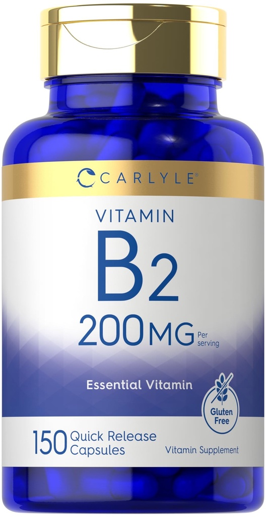Carlyle Vitamin B-2 | Riboflavin | 200 mg | 150 greve | vegetarisk, ikke-GMO og glutenfri essensiell supplement