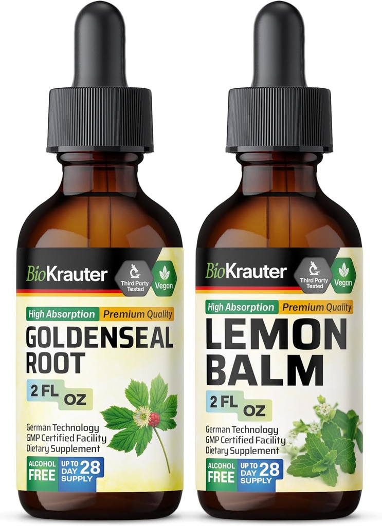BIO KRAUTER Goldenseal Tinktur 2 Fl. Oz. & Lemon Balm Tinktur 2 Fl. Oz.