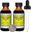 Lugols jod / 2% løsning / 4 Oz i to Amber Glassflasker / gratis droppers / USA
