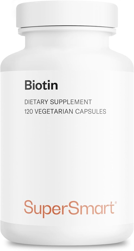 Supersmart - Biotin 10 000mcg / 10g per dag (høy potens) - vitamin B7 Biotin Supplement - Sunt hår, hud og negler ikke-GMO & Glutenfri - 120 vegetariske kapsler