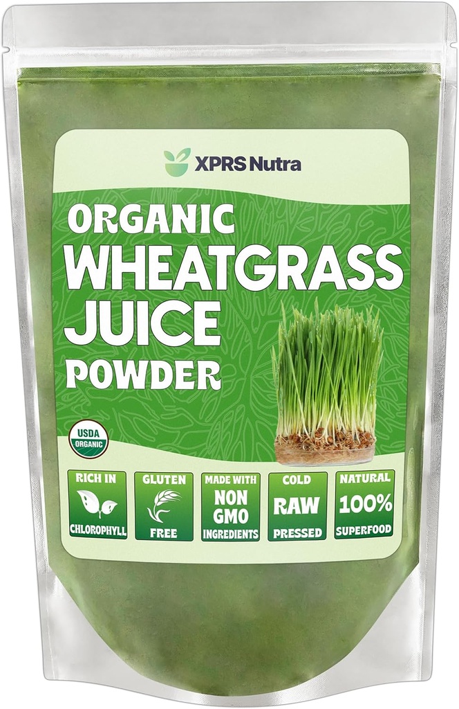 XPRS Nutra Organic Wheatgrass Juice pulver - Sustainablely voksende - øyeblikkelig hvetekorn Juice pulver laget av konsentrert juice - mer potent enn organisk hvetegras pulver - 8 Ounce