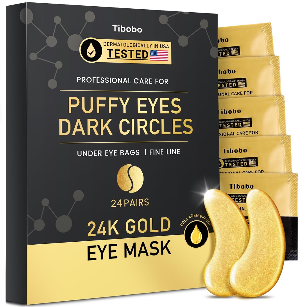 Under Eye Patches (24 par) - 24K Gull Øyemasker beriket med rikelig kollagen | Diminish Mørke sirkler og Puffiness | Anti-aldring, glatt fin linje, nourish hud - Gaver for kvinner hudpleie
