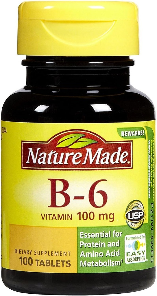 Naturlaget vitamin B6 100 mg Tabs, 100 ct
