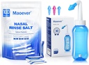 MAO EVER Neti Pott med 130 Nasal Vaske salt pakker Sinus rengjøring flaske nese renere trykk rengjøring Nasal irrigasjon for voksne og barn BPA gratis 300 ML klistremerke termometer