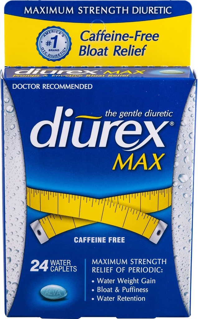 Diurex Max Vann Caplets Koffein Gratis - 24 Caplets, Pakke med 2