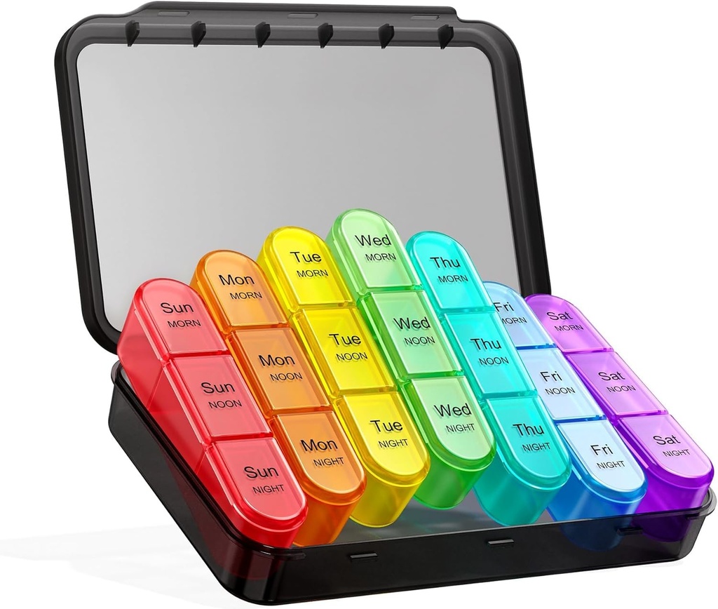 ASprink Pill Organizer 3X om dagen - Medisin Pill Organizer - Uken pille saken - Daily Pill Box 7 Day Organizer Container for vitaminer og medisiner