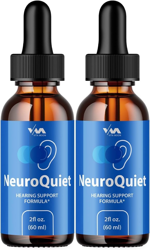 (2 Pakke) NeuroQuiet drops - Neuro Stille Avansert Formel Hørestøtte, Kognitiv helse og total helse, 2 måneders forsyning