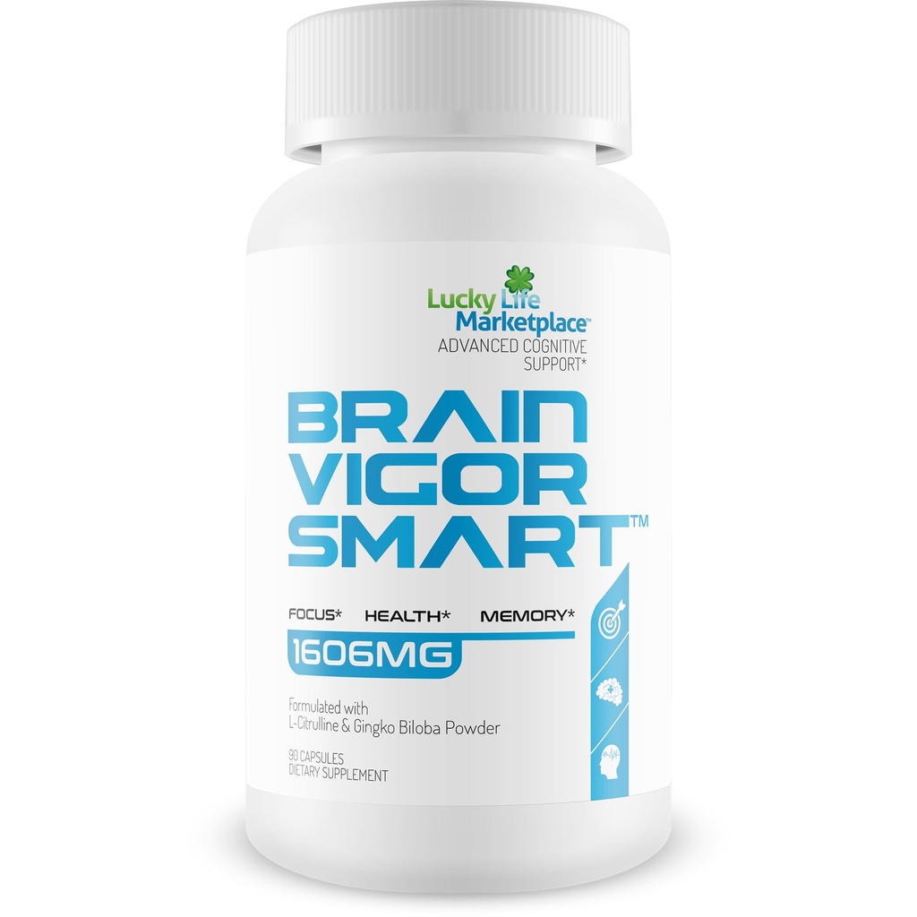 Brain Vigor Smart Brain Booster - Ekstra styrke støtte for fokus, helse og minne - Forbedret formel laget med Lion's Mane Mushroom & Ginkgo Biloba - Våre beste Brain Vigor Smart piller