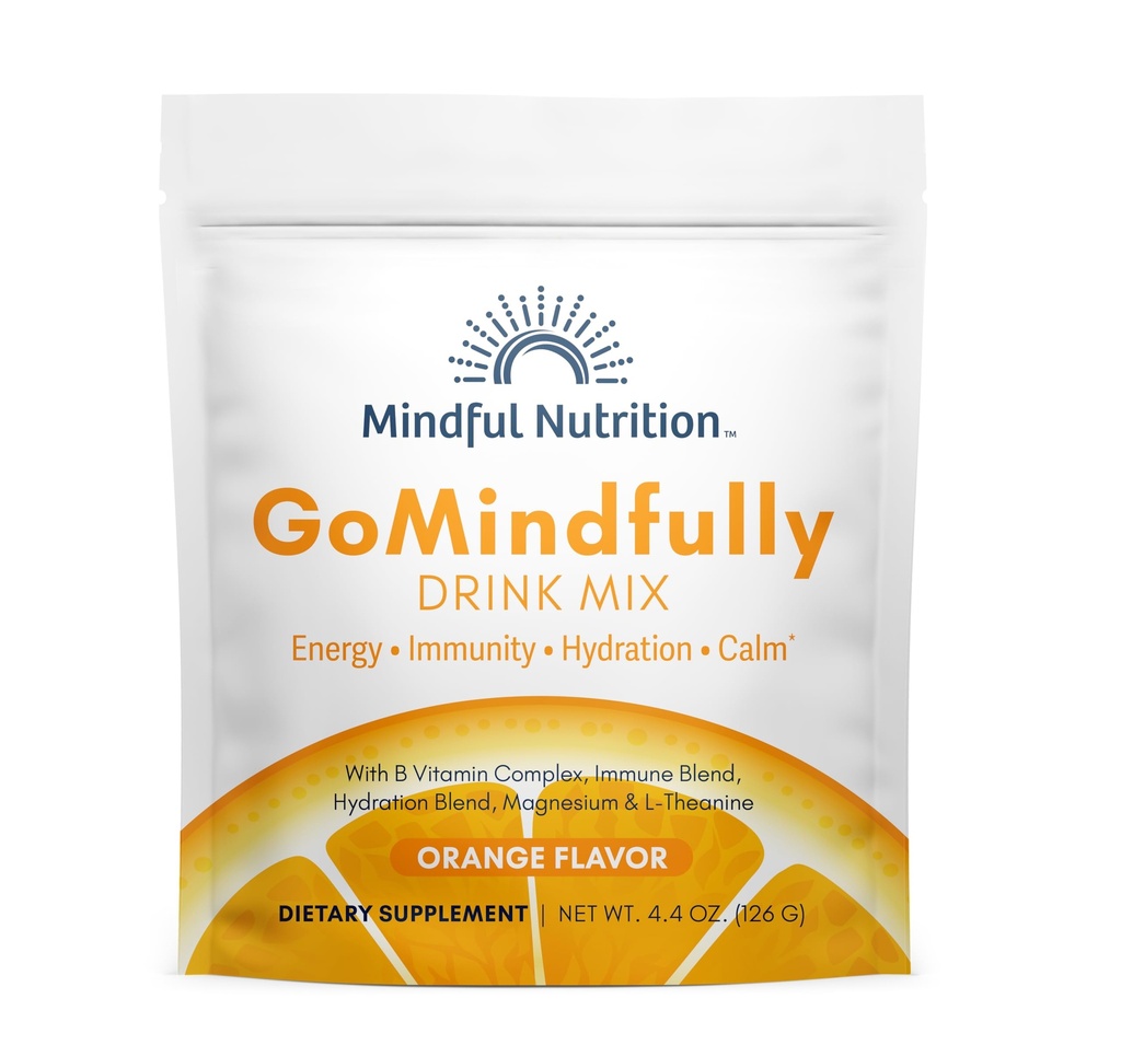 GoMindfully Orange Super Calm Magnesium Powder Drink Blande for Hydration, Recovery, Immunitet og Energi med Trace Minerals, essensielle vitaminer, L-Theanin og B vitamin kompleks