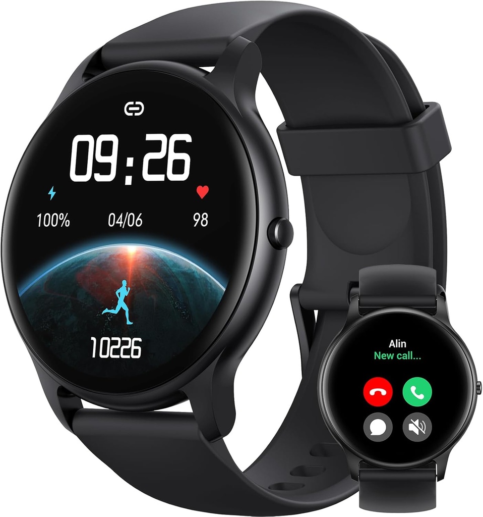 Parsonver Smart Klokke For Menn Kvinner (Answer/Make Calls), HD-skjerm Fitness Tracker IP68 Vanntett 100+ Sportsmoduser, hjertefrekvens søvnmonitor, Pedometer, Smartwatch for Android-telefoner/iPhone Kompatibel