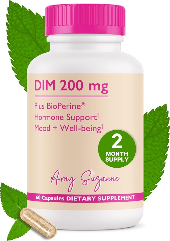 200 DIM Supplement for kvinner - Estrogenmetabolisme og hormon Harmoni for Menopause, Perimenopause & PMS Support - DIM Plus Bioperine for Mood Support - 60 dagers forsyning, Vegan