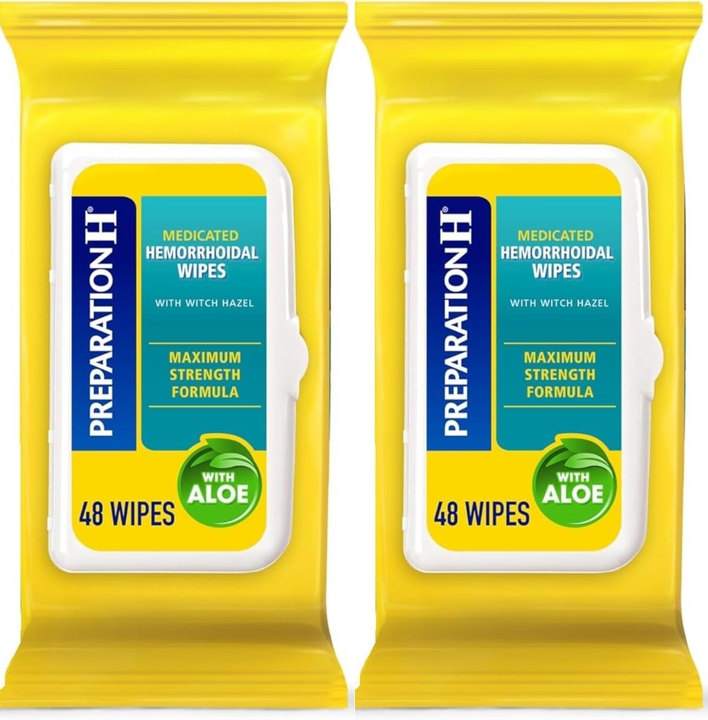 Forberedelse H Hemorroid Flushable Tørker med heks Hazel for hud irritation Relief - 48 greve (pakke av 2)