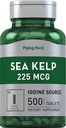 Piping Rock Sea Kelp Kosttilskudd ® 225mcg ® 500 tabletter ikke-GMO, Glutenfri