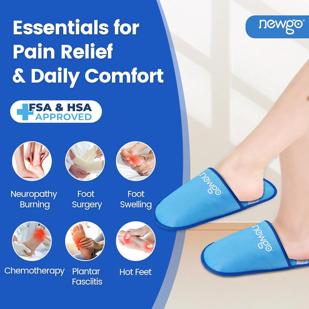 NYGO Foot ispakke slipere for Plantar Facilitis og Neuropathy, HSA eller FSA kvalifisert 2 Pack Gel Ice Slipers Hot Cold Pack for Bunion Kirurgi smertelindring, brennende føtter
