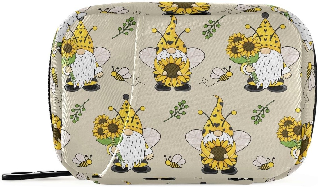Gnome Bees Pille Boks 7 dagers pille saken Reise Pille Organizer Veske med glidelås Bærbar ukentlig vitamin medisin Supplement Holder Pouch Bag