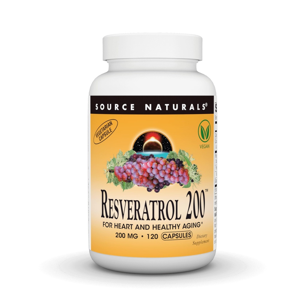 Kilde Naturals Resveratrol 200 mg for hjerte og sunn aldring - 120 vegetariske kapsler