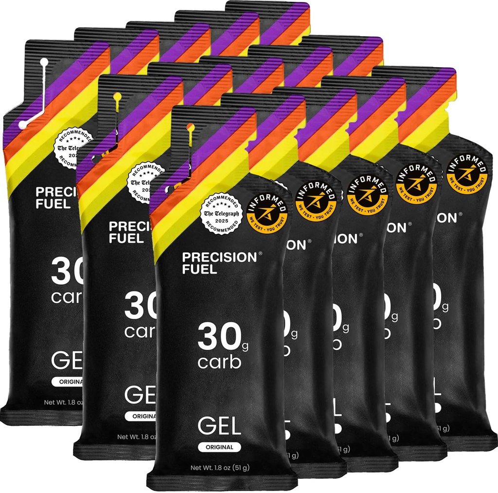 Precision Drivstoff 30 Energy Gels - Milde, nøytrale Flavour Running Gels for Endurance Atletes, 30g karbohydrat, lett å digest, perfekt for løping og lang-Duration Sports (pakke på 15)