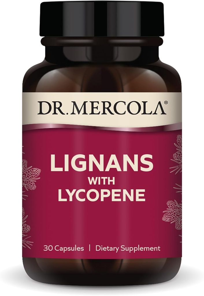 Dr. Mercola Lignans med Lycopen Supplement, 30 Serveringer (30 kapsler), ikke GMO, Soya gratis, Glutenfri