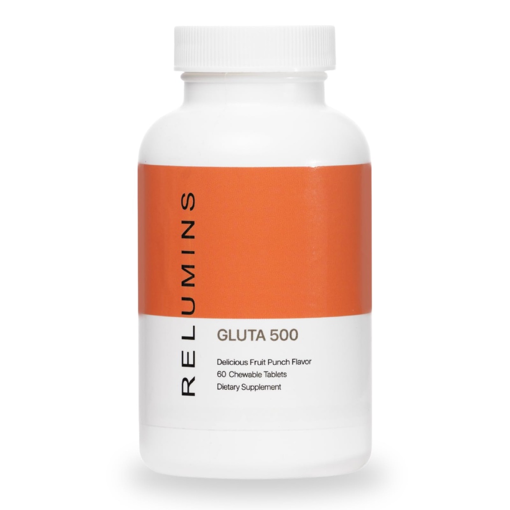 Aluminium gluta 500 Chewable Tabletter med glutation, hyaluronsyre, vitamin C, Biotin & kollagen – støtter hudtone og glød – fruktpunchflavor – laget i USA – 60 tabletter