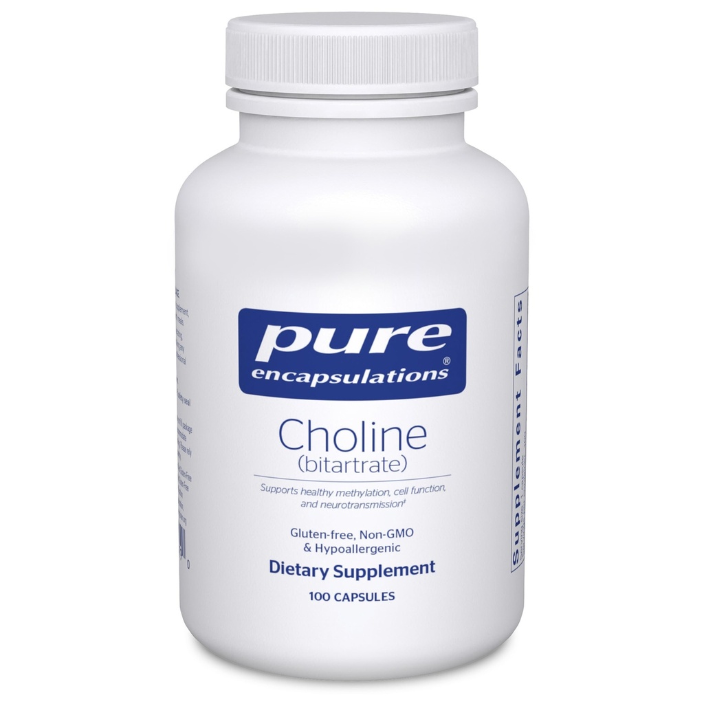 Ren innkapslinger Choline (Bitartrate) - 275 mg Choline (Bitartrate) - støtter metylering, hjernehelse og cellefunksjon* - Biologisk tilgjengelig - Vegan & ikke-GMO - 100 kapsler