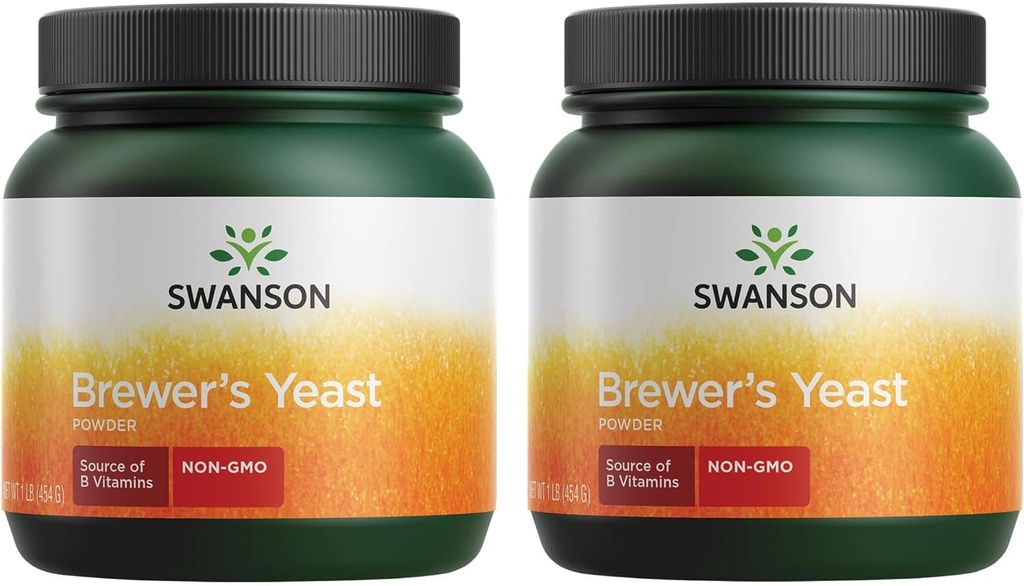 Swanson 100% ren Brewers Yeast pulver GMO-fri 1 lb (454 g) Pwdr (2 Pack)