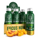 BrainJuice Brain Support Shot, Glutenfri kosttilskudd Shots for energi og fokus, sunne drikker med alfa GPC, vitamin B & organisk grønn te ekstrakt kaffe, fersken mango, 2,5 fl oz, 12 Pack