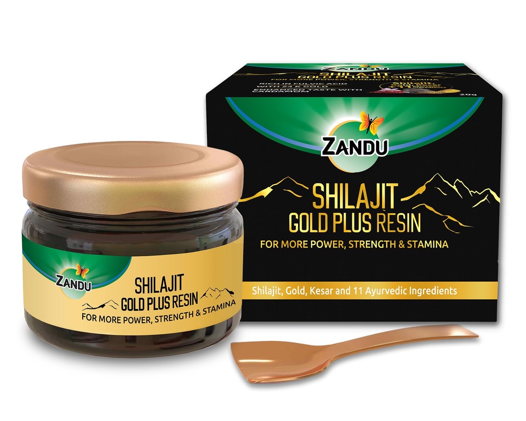 Zandu Himalayan Shilajit Resin | Naturlig plantebasert kosttilskudd for energi, styrke og fysisk ytelse | Støtter aktiv livsstil og vitalitet | 0,71 Oz (20g)