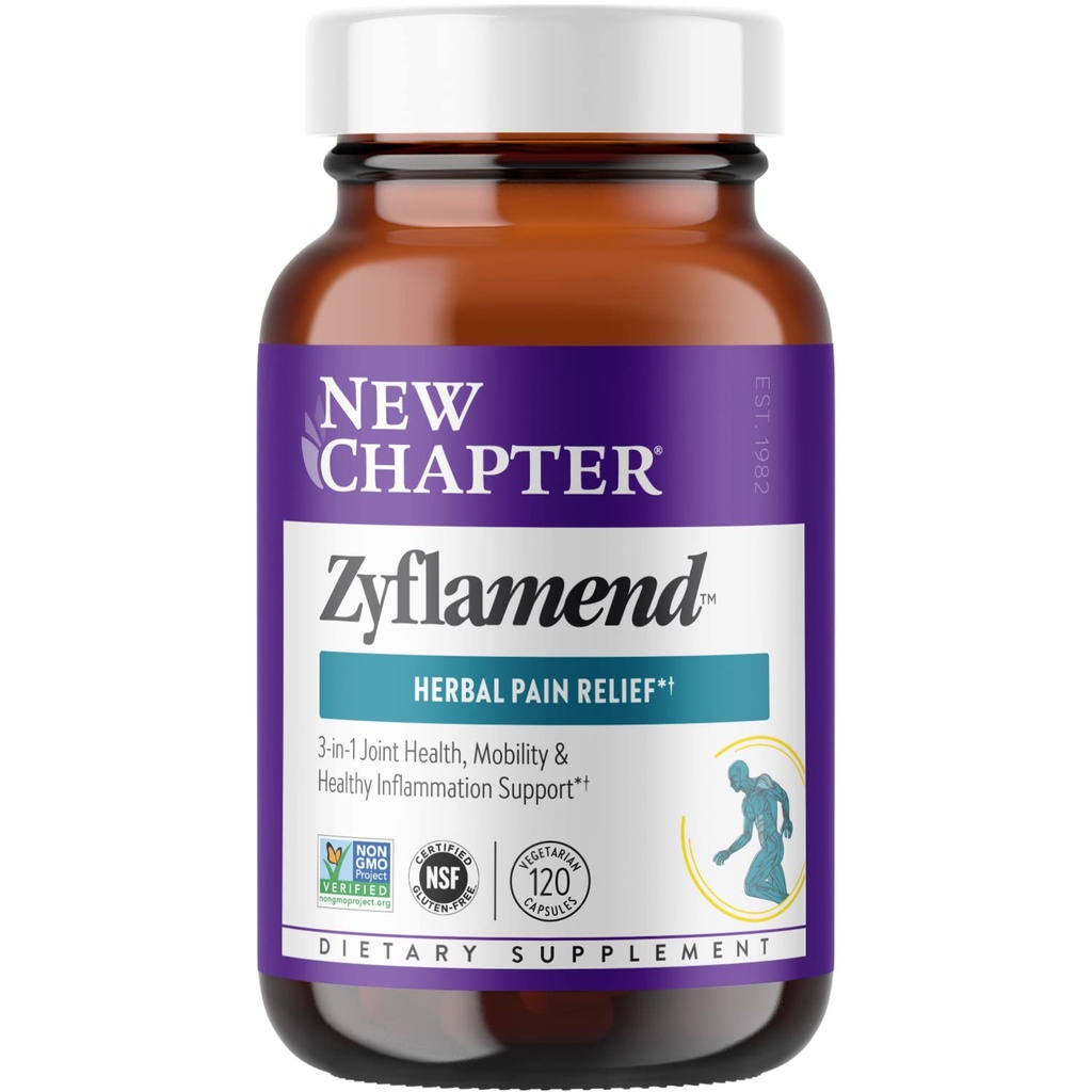 Ny kapittel ZyflamendTM Multi-Herbal smerte Reliever+ Joint Supplement, 10-i-1 Superfood Blanding med Ginger & gurkemeie for sunn inflammasjon respons og herbal smerte relief+, 120 greve