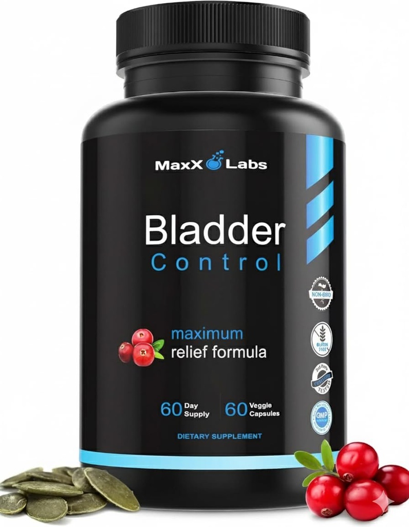Blader Control Supplement - Overaktiv Bladder Control Piller - Potent blanding av Pumpkin Seed Oil, Cranberry Extract & Vitamin D3 - Urinal Tract infeksjonsbehandling for kvinner og menn - 60Ct