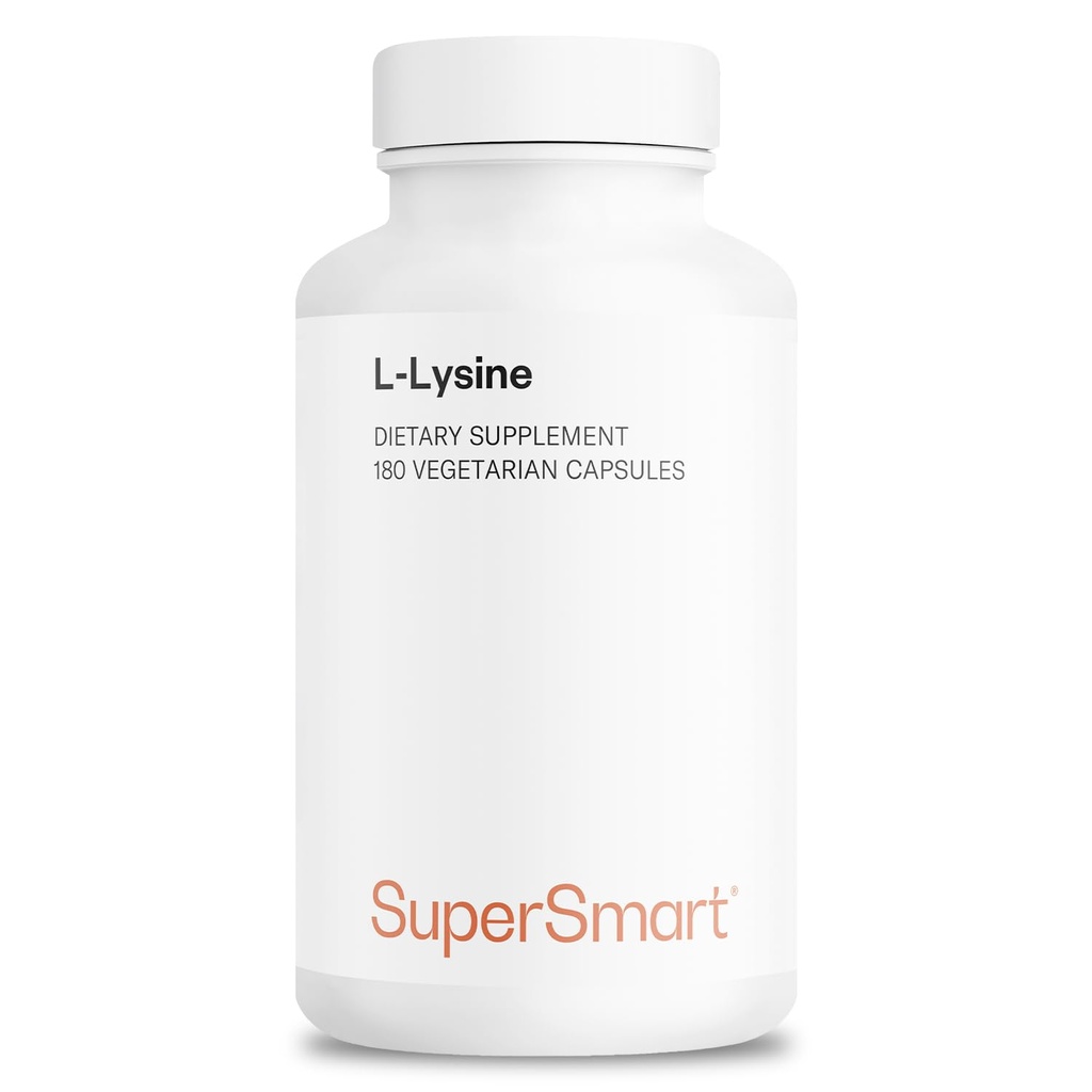 Supersmart - L-Lysine 6000mg per dag (høy styrke) - essensiell Aminosyre Lysin Supplement | Ikke-GMO & Glutenfri - 180 vegetariske kapsler