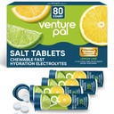 Venture Pal Chewable Electrolyte Tabletter, 80 grev raskt Dissolve Sugar-fri Stick Salt Tabletter - Variety Pack for Rapid Hydration, Utendørskjøring, Fotturer, Sport | Keto & Vegansk Vennlig | 4 Pack