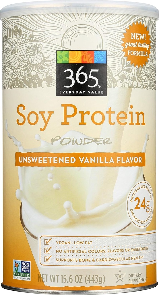 365 Hver dag verdi, soyaprotein pulver, usveiset vanilla flavor, 15.63 oz