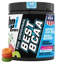 BPI Sports Best BCAA - BCAA pulver - Branched kjede Aminosyrer - Muskelgjenvinning - Muskelproteinsyntese - Lean Muscle - Forbedret ytelse - Hydration - Sour Candy - 35 Serveringer - 12.34 oz.