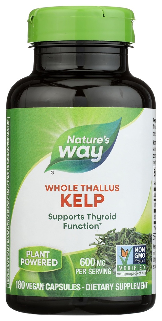 Naturens måte Kelp, støtter Thyroid funksjon*, 600 mg per servering, ikke-GMO prosjekt verifisert, 180 kapsler (Packing May Vary)