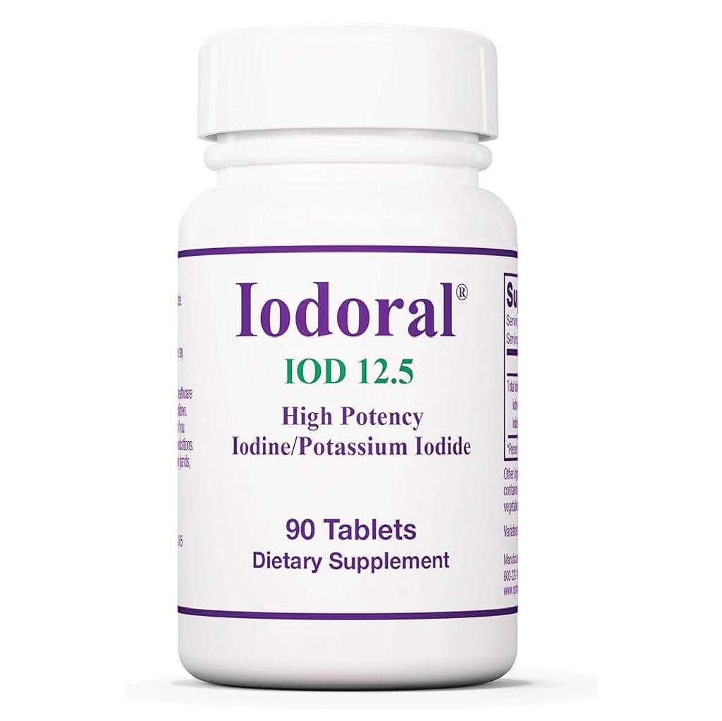 Optimox Iodoral 12,5 mg Supplement - Iodin Supplement, Thyroid støtte for kvinner og menn, Lugol løsning piller, Kalium jodide tabletter, Daily Mineral Complex - 90 Tel