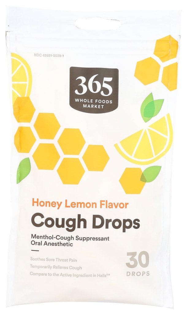 365 av hele matmarkedet, honning sitron cough drops, 30 greve