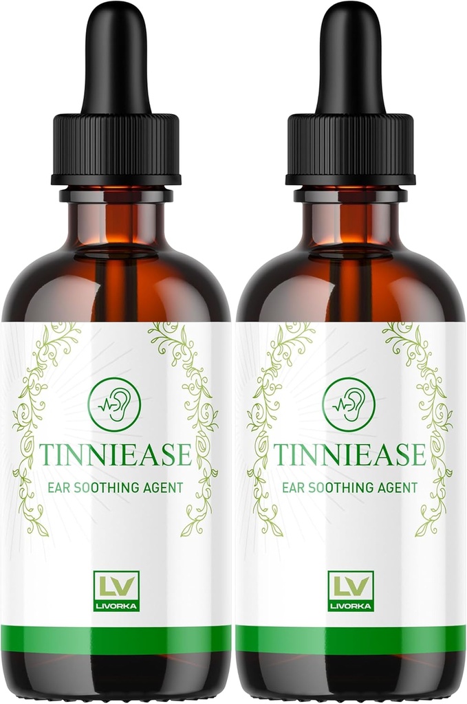 LIVORKA (2 pakke) Tinniease Drops, Tinniease Drops for høreapparat, Tinni Ease Drops, Tinniease øredråper, 2 flasker i 60 dager