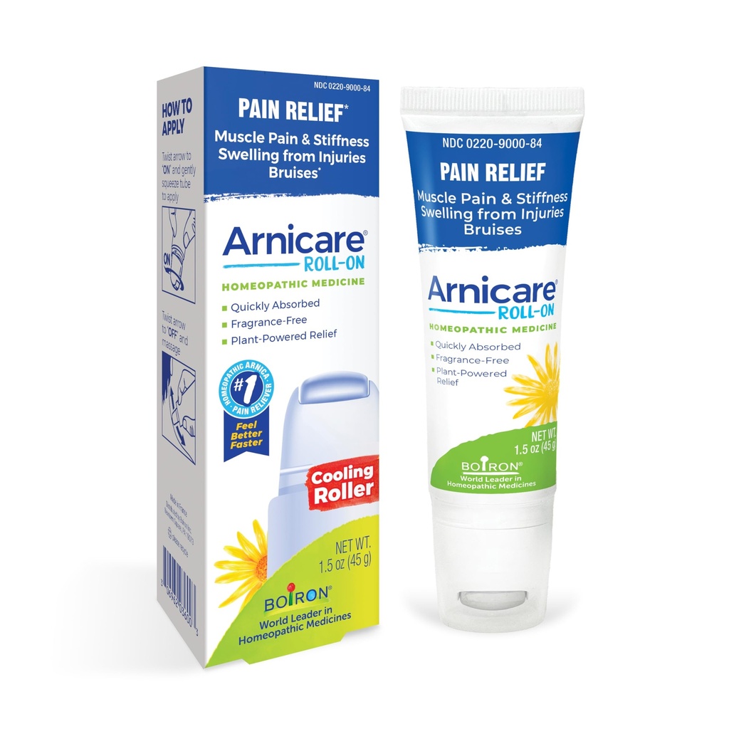 Boiron Arnicare Roll-On for lindring av leddsmerter, muskelsmerter, muskelsorg og hevelse fra ruser eller skader - kjøling metallruller og fragrance-fri - 1,5 oz