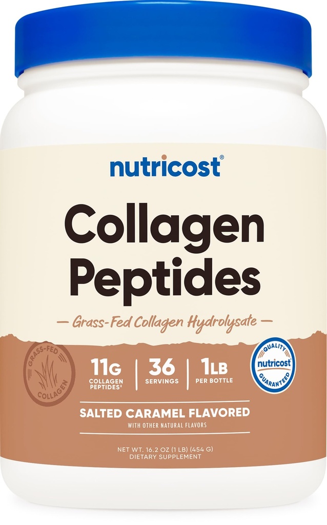 Nutricost collagen Peptides pulver 1LB (454 G) (saltet karamell) - Grass Fed Bovine Collage Hydrolysate