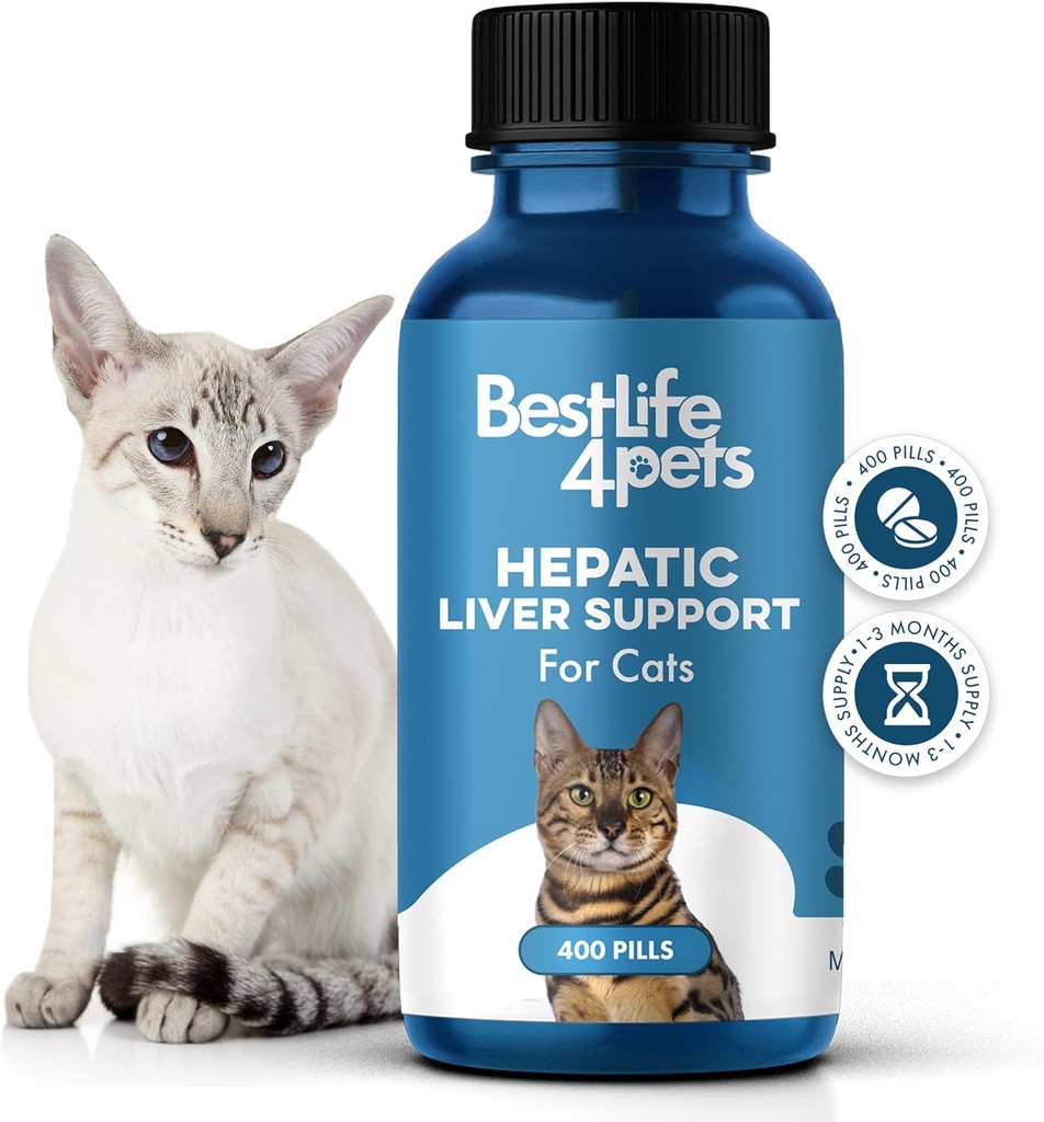 Lever støtte for katter oppløselig, homeopatisk, Digestive Feline Supplement for leverdetox og næringsstoffer absorpsjon 100% alt naturlig, lett å gi, fri for kjemikalier eller additiver, 400 piller