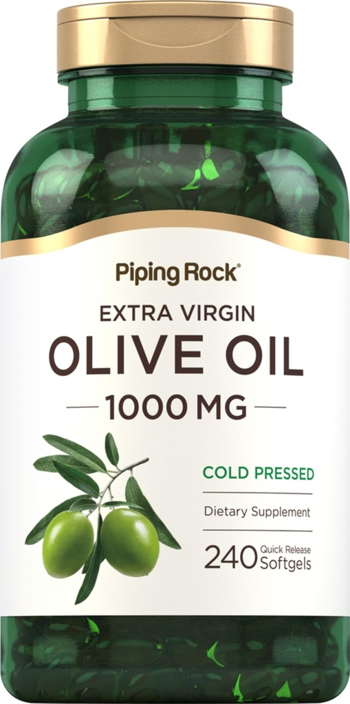 Piping Rock Olive Olje Softgel Kapsler | 1000mg | 240 piller | Økologisk Extra Jomfru Cold Pressed Supplement | Glutenfri, Ikke-GMO