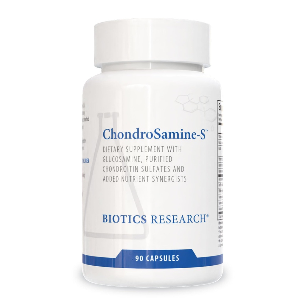 Biotisk forskning ChondroSamine Overordnet felles og sammenhengende vevsstøtte, 600 Elemental Glukosamine, MSM, Vitamin C, Manganesisk, Niacin, Pantotensyre, Folat, B12, SOD, Catalase 90 Caps