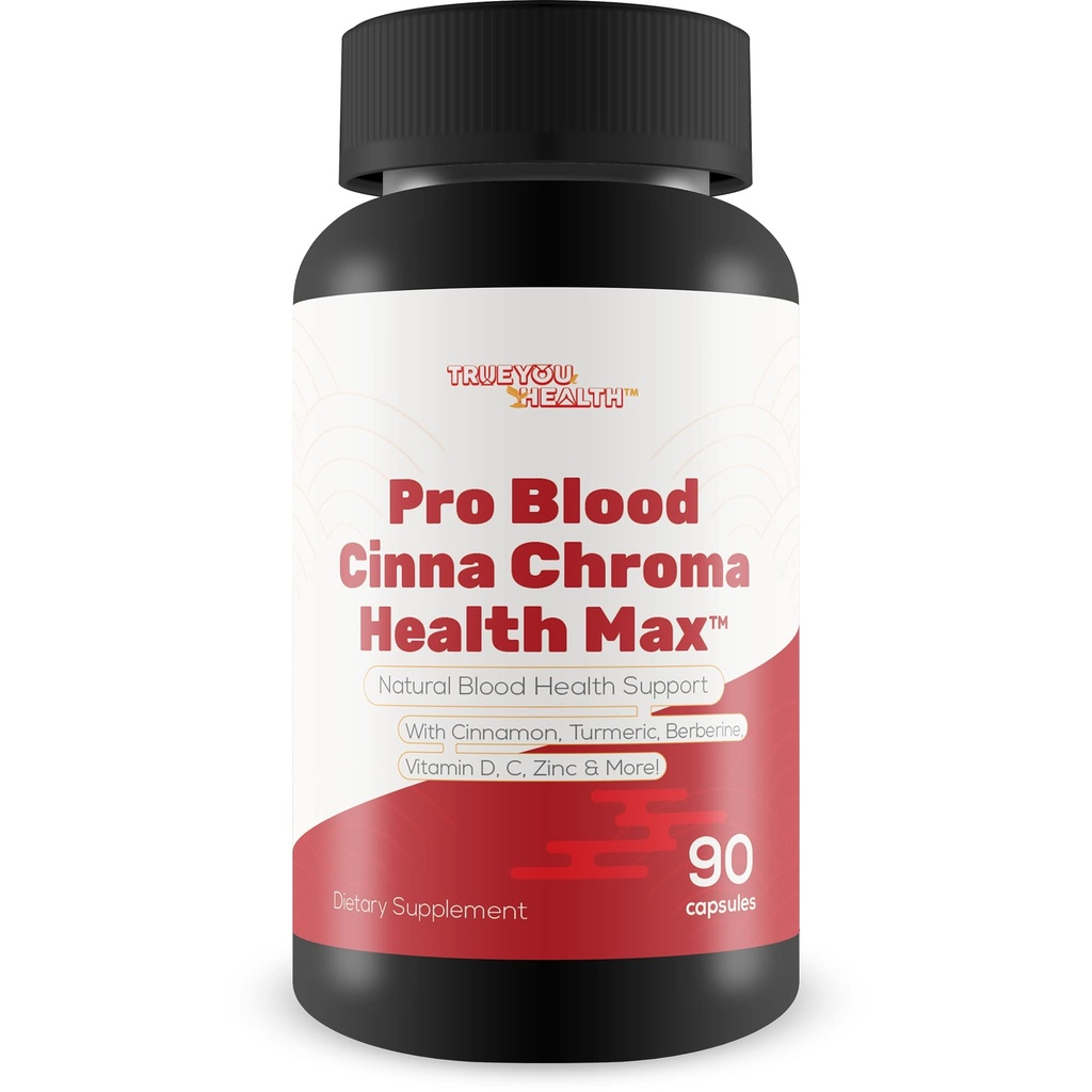Pro Blood Cinna Chroma Health Max - naturlig blod helse støtte med kanel, gurkemeie, berberin, vitamin D, vitamin C, sink og mer - fremme balansert blod helse og forbedret blodflyt