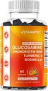 Vitamatic Extra Styrke Glukosamin Chondroitin Gummies med MSM, Turmeric & Boswellia – 60 Pektin-baserte Gummier Avansert Felles Støtte Formula – Sukkerfri, Ikke-GMO, Gelatin-fri