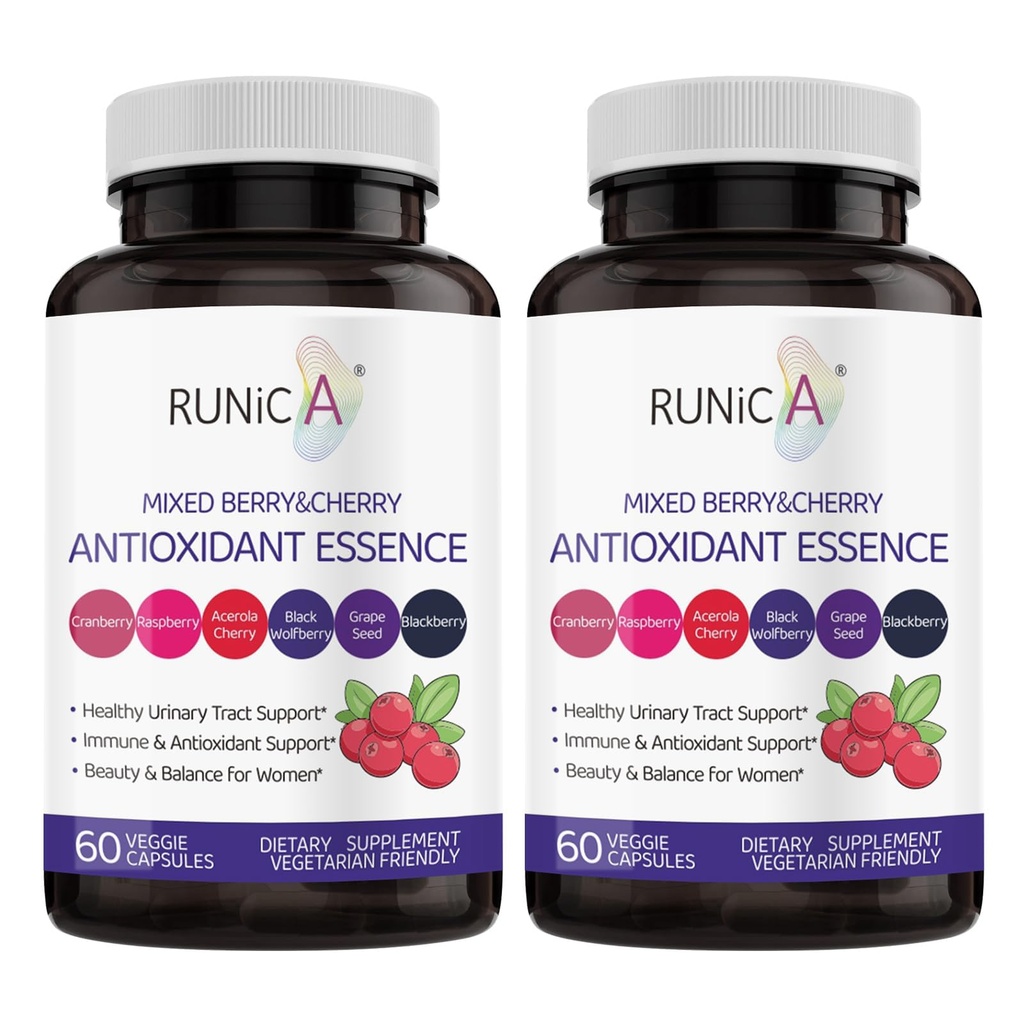 Super Antioksidant Supplement for kvinner - Hud, sunn aldring, immun- og urinveistrakt støtte med tranebær, grapefrø og berry blanding | Næringskompleks | Vegankapsler