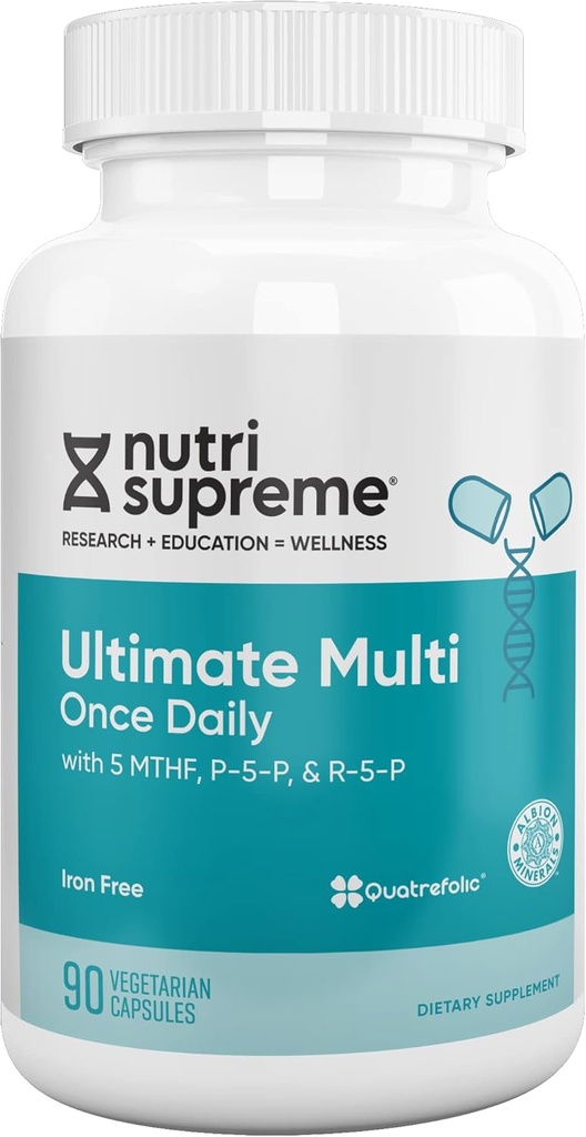 Nutri Supreme Ultimate Multivitamin for menn og kvinner, med over 20 vitaminer og mineraler, daglig ernæringstilskudd for immunstøtte, Kosher, vegetar 90 dagers forsyning